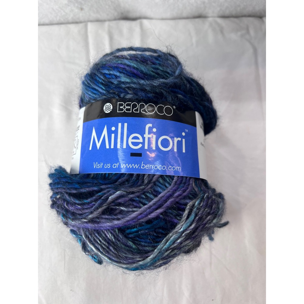 Berroco Millefiori Yarn Color 7885 Blue Purple Teal Wool Blend Made in Italy